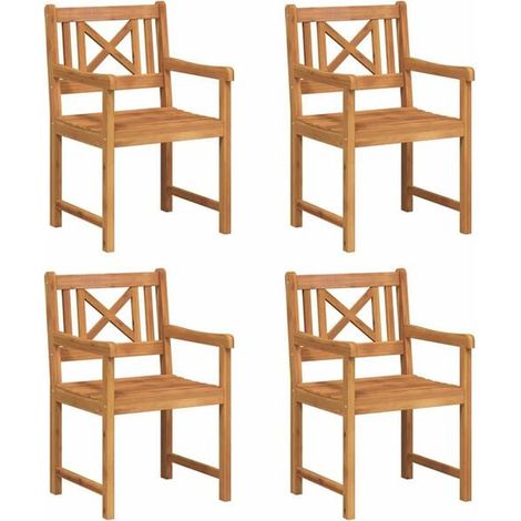 Ensemble de quatre chaises de jardin, en bois d'acacia massif naturel. (1/5)