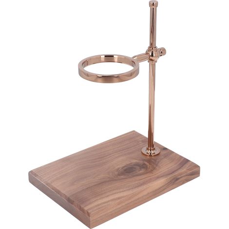 Kaffeefilterständer in Roségold mit Holzsockel für eine elegante Brühstation (1/5)