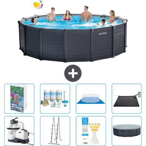 Intex Piscine Graphite Panel Ronde - 478x124 cm - 9-pièces  S632 (1/4)
