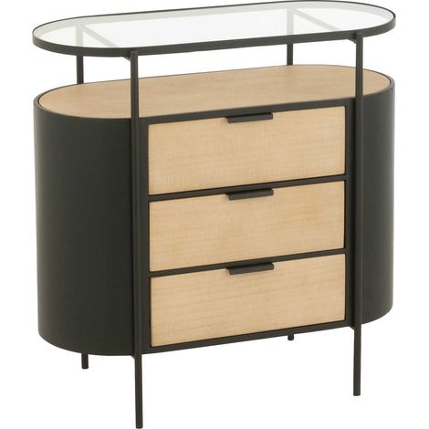 Meuble de rangement métal naturel et noir style contemporain - Noir et bois naturel clair (1/5)