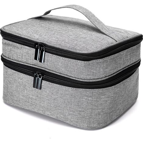 Bolsa de costura, bolsa para guardar herramientas de costura, estuche doble para agujas, hilo y otros materiales (solo paquete), grande/gris