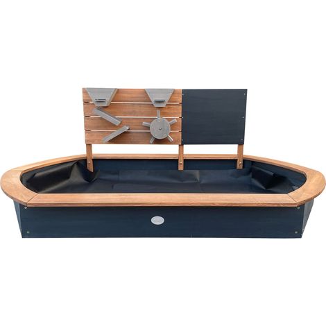 Axi Cato Bac À Sable En Bois, Jeu De Sable Avec Bassin D'Eau Et Mur De Jeu - Vert/Blanc | Equipé De Jouets De Sable, Tableau À Craie, Entonnoirs Et | Leroy