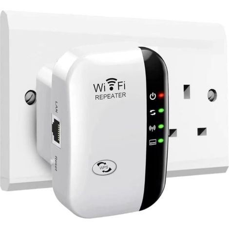 WLAN-Repeater/Verstärker (2025): Reichweite bis zu 3.000 m², Anschluss von bis zu 45 Geräten, weiß.