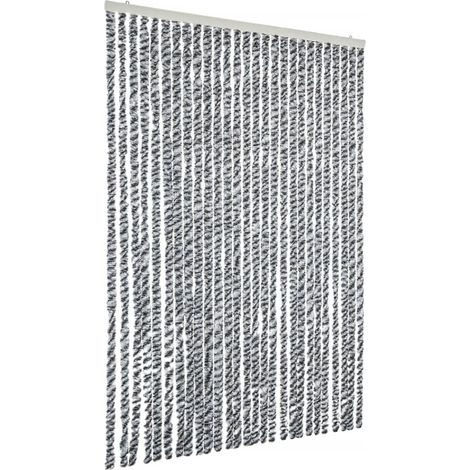 Rideau anti-mouches gris et noir et blanc 118x220 cm chenille CFW65137 (1/5)