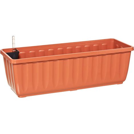 Jardinière en Plastique avec système d'arrosage Couleur Terre Cuite 58,5 x 22 x 19 cm (1/3)
