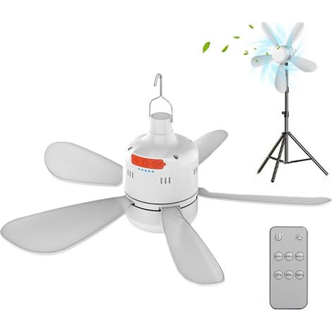 Ventilateur plafond portable rechargeable USB - Télécommande - Batterie longue durée - Camping terrasse tonnelle - Velunor (1/5)