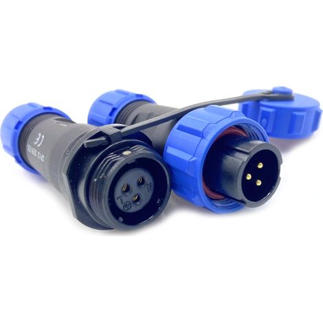 Connecteur Aviation Plug SP13 3 broches, IP68 3 broches sans soudure, prise d'aviation étanche et anti-poussière pour lampes extérieures, utilise 250 V 13 A (câble 14 AWG à sertir) (1/5)