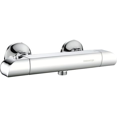 Verchromter Thermostat-Duschmischer, Thermostat-Duscharmatur mit Sicherheitsknopf bei 38℃Duscharmatur mit Verbrühungsschutz, Chrom (1/5)