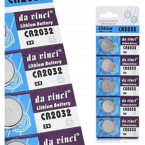 Pile CR2032 - Lithium 3 V - Diamètre 20 mm Hauteur 3,2 mm - Pour Télécommandes Calculatrices Montres Électroniques Jouets - Lot de 5 (1/4)