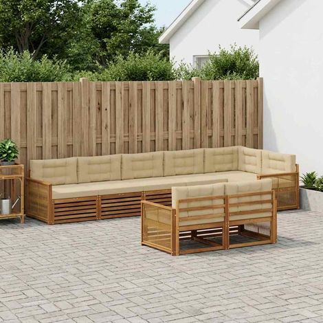 vidaXL Outdoor-Sofagarnitur mit Kissen 8 pcs Natur und Beige (1/5)