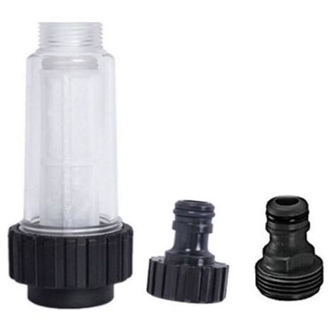Filtre à eau pour nettoyeurs haute pression Raccord 3/4" avec 2 raccords enfichables Filtre anti-sable pour pompes à eau Compatible avec Kärcher K2-K7 pour pompes de jardin.