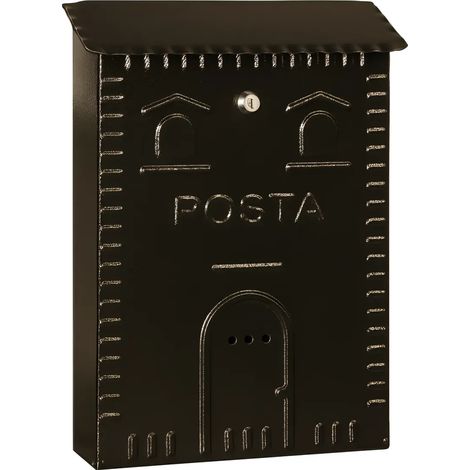 Cassetta Postale per Esterno in Ferro Battuto Nero Rame per Riviste (1/4)