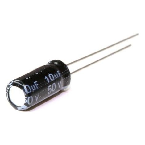 Condensador Electrolitico 10uF 50Vdc Medidas 5x11mm Radial