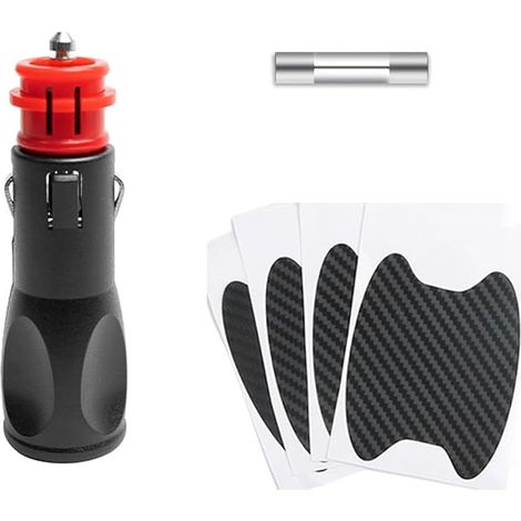 Prise allume-cigare de voiture 12 V - 1 prise universelle de sécurité avec fusible 8 A 10 A 12 V-24 V - 4 pièces - Autocollant pour poignée de porte de voiture (1/5)