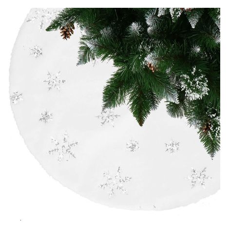 Alfombra de Navidad para debajo del árbol de 90 cm, estera para regalos, color blanco. (1/5)