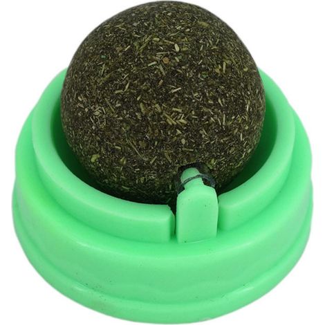 Juego de 3 bolas de hierba gatera, juguete giratorio de pared, para la limpieza dental, material natural, para gatitos y gatos adultos. (1/5)
