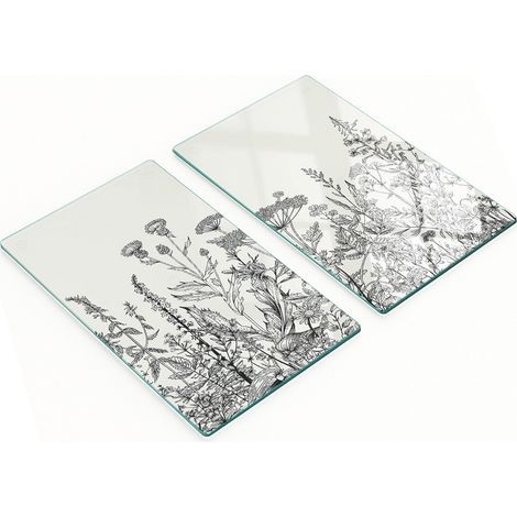 Küchenschneidebretter aus Glas mit Wildblumenmotiv, 2 x 30 x 52 cm (1/5)