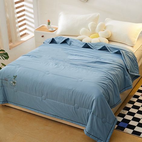 Couette Rafraîchissante - Fibre Lavée - 150 x 110 cm - Double Face - Pour Lits Pleine Grandeur - Usage Toutes Saisons - 1 Pièce (1/5)