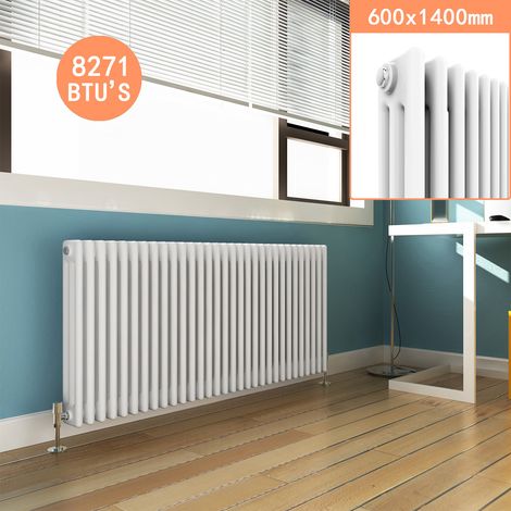 ELEGANT 600 x 1400 mm Traditional Radiator Cast Iron Style Horizontal Radiator White Triple Horizontal Column Radiators (1/5)