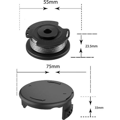 Convient pour le coupe-bordures Bosch EasyGrassCut - F016800385 et F016800569 bobines de ligne de remplacement bobine de remplacement pour coupe-bordure et capuchon de bobine - 4 bobines + 1 capuchon (1/5)