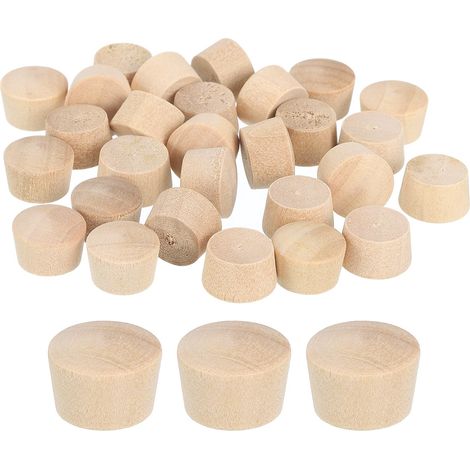 80Pcs Bouchons à Bouton en Bois, 11,5mm Tête Plate Bouchons de Trou de Vis en Bois Dur, Capuchons en Bois, Bouchons pour Meubles, Travail du Bois, Artisanat (13mm x 11,5mm) (1/5)