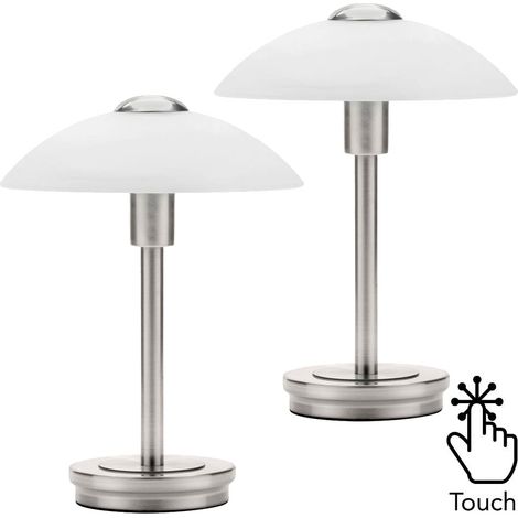 Litecraft Table Lamp Touch Base With Alabaster Shade In Satin Nickel - 2 Pack (1/5)