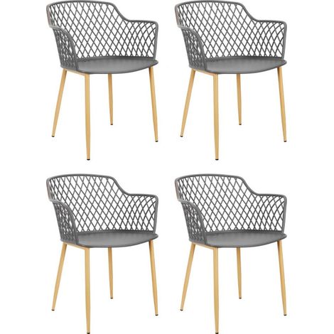Lot de 4 Fauteuils Design "Malaga" 80cm Gris (1/5)