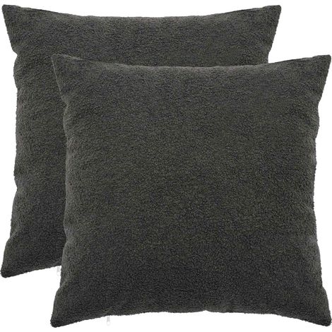 Housse de coussin 2 pcs HEERLEN Gris foncé 55 x 55 cm Bouclé vidaXL