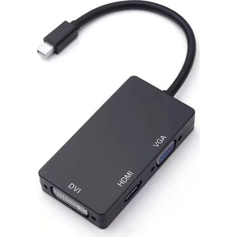 Adaptateur Mini DisplayPort (Thunderbolt) vers DVI VGA HDMI 3 en 1, noir,