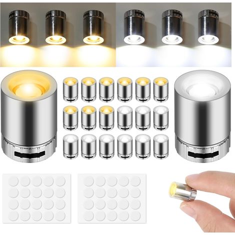 20 x Mini LED Lamps, Mini LED Wireless Battery Included, Warm White and Small Battery LED Light with Glue Dots, Small LED Light for Showcases, Game Bricks (1/5)