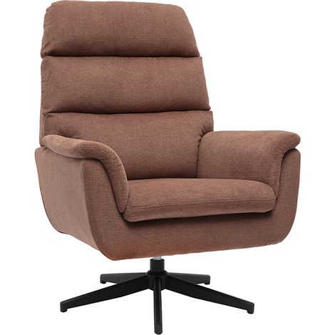 Drehstuhl aus Chenille-Stoff in verbrannter Erde und schwarzem Metall JONAH (1/4)