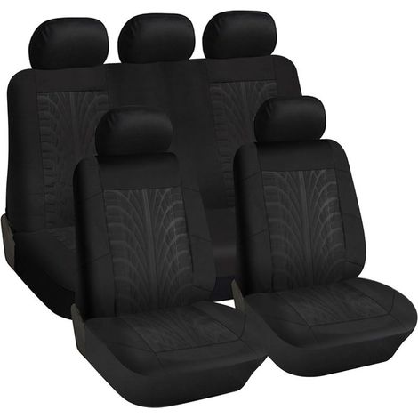 Universal Car Seat Covers, Car Seat Covers - Black Front and Rear Seat Cover Set (1/5)