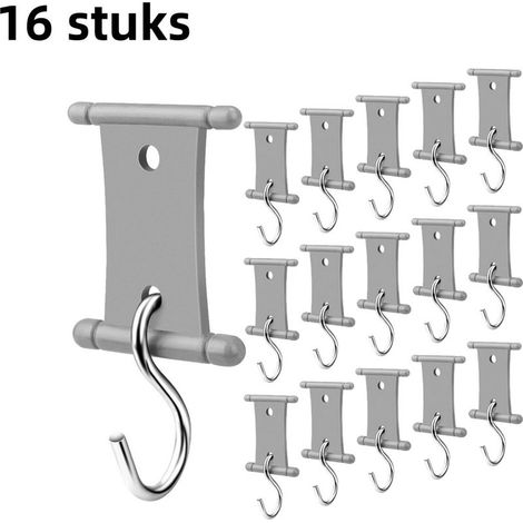 Set of 16 campervan awning hooks, double-hole drying hooks for lights and accessories, grey (1/5)