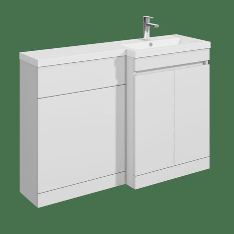 Balterley Tean 1200mm Floor Standing Compact Unit with Right Hand Polymarble Basin - White