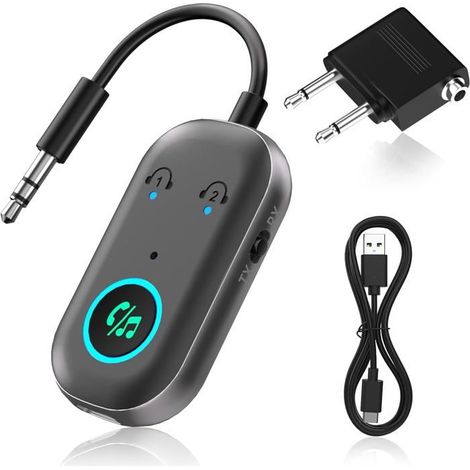 Adaptateur Bluetooth 5.3 Émetteur/Récepteur 2 en 1 Prise jack 3,5 mm Double casque TV, PC, Voiture (1/5)