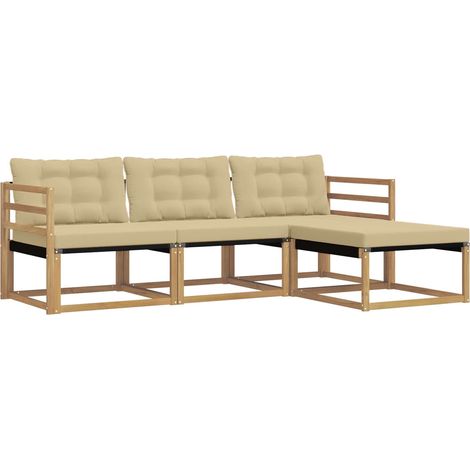 Set di divani da esterno 4 pz Bianco e Beige vidaXL (1/5)
