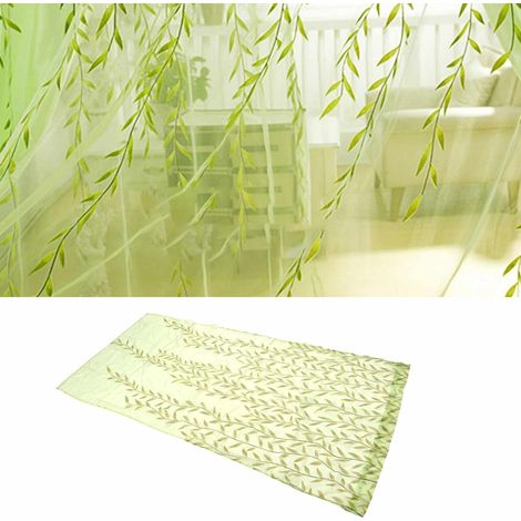 Voile fenêtre rideau avec imprimé feuilles simple Polyester 200x100cm Unitaire (1/5)