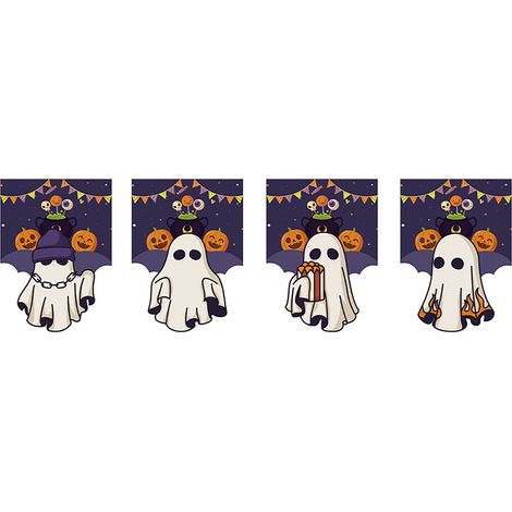 Halloween-Türdekorationsset: Geisterbanner, Kürbis und Ornament (WSJYXDQ2-04) (1/2)
