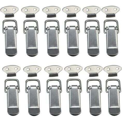 12 PCS Loquet à Bascule Fermoir à Ressort avec Crochet Fermeture à Ressort en Acier Inoxydable pour Coffret, Boîte, Tiroir, Armoire, Trousse médical,Fermeture à Levier, Loquet à Ressort, (1/4)