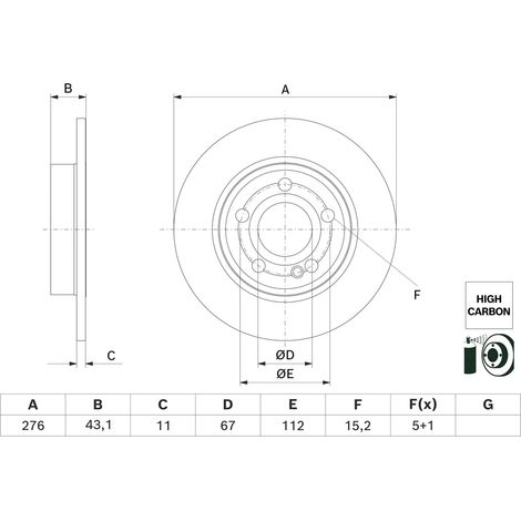 Lot de 2 Disques de frein BOSCH 0 986 479 H60 MERCEDES-BENZ 247 423 01 12 (1/2)