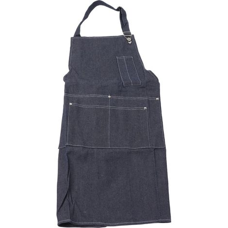 Tablier de travail en toile bleu robuste à multiples poches pour atelier cuisine et bricolage usage intensif confortable (1/5)