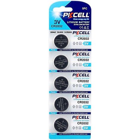 Lot de 5 piles Lihtium CR2032 PKCELL (1/2)