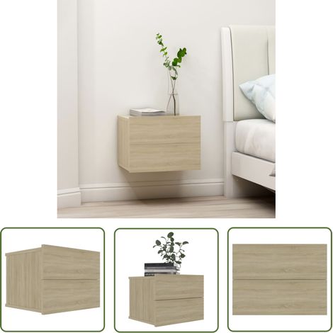 The Living Store Nachttisch Sonoma-Eiche 40x30x30 cm Holzwerkstoff - Nachtisch - Nachttisch - Holznachtisch - Behandeltes Holz - Schreibtischlampe (1/5)