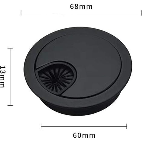 4 Pièces Rond Encastrable Cache Cable Bureau Passe Câble Passage de Câble en Métal Rangement Cable Bureau pour Table de Bureau Diamètre 60 mm,Noir (1/4)