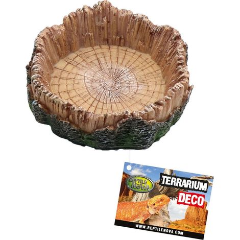Ciotola in legno per terrario Reptile Nova, adatta per acqua e cibo, dimensioni 11x11x3 cm. (1/2)