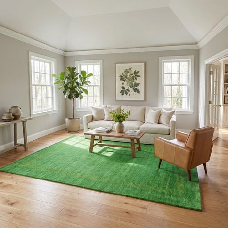 Tapis Loribaft Tapis Nova - Tapis en laine - 200x140cm, Rectangular - 100% Laine vierge - Tissé main - Vert