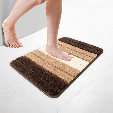 VOUNOT® Badematte Rutschfeste, Mikrofaser Badezimmerteppich Farbverlauf 40x60cm Beige (1/5)