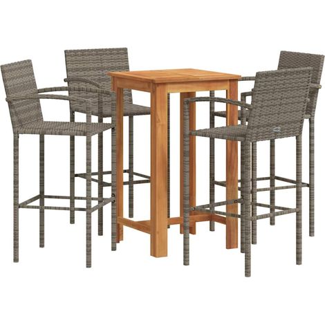 Maison Exclusive - 5-tlg. Gartenbar-Set Grau Massivholz Akazie un (1/5)