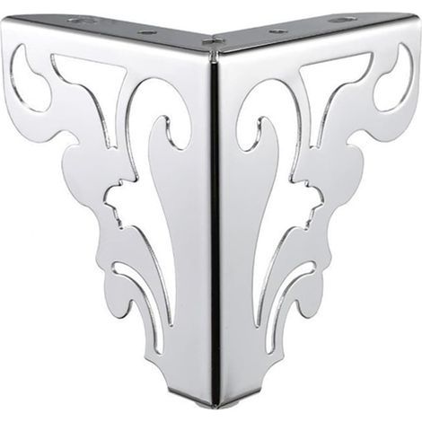Set of 4 12cm Modern Sofa Legs for Table and Cabinet Furniture, Iron, Hollow Pattern (Chrome)