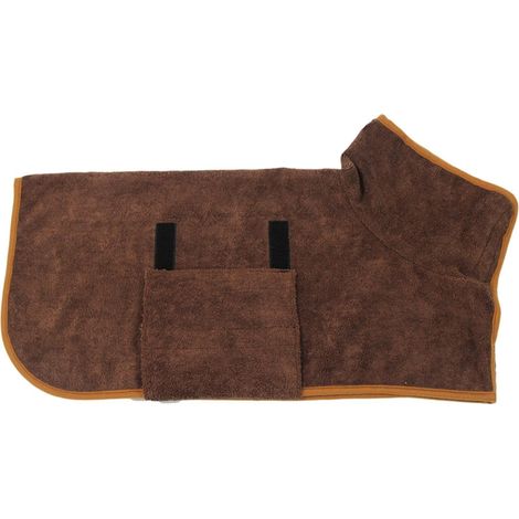 Schnelltrocknender, extrem saugfähiger Hundebademantel/Handtuch mit verstellbarem Kragen und Taillenbund – Größe M (1/5)